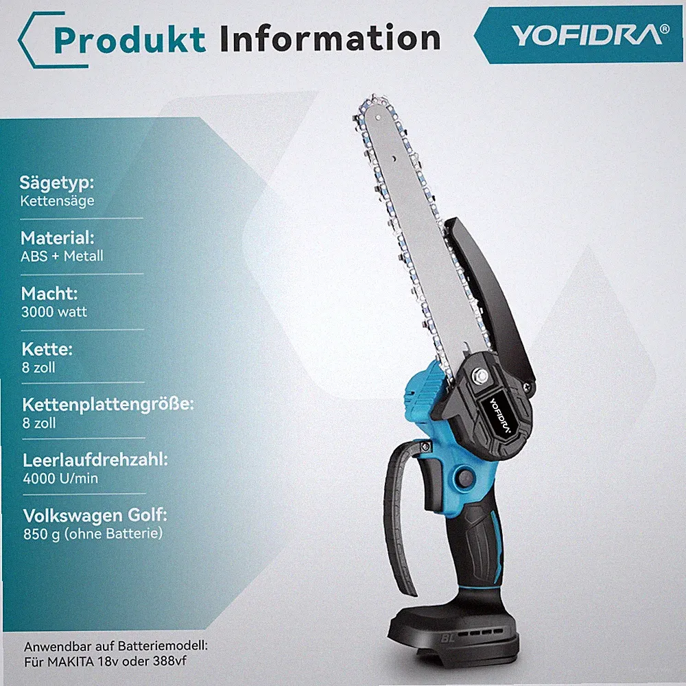 8 Zoll Akku Kettensäge Mini Elektro Kettensägen Handkettensäge Für 18V Makita