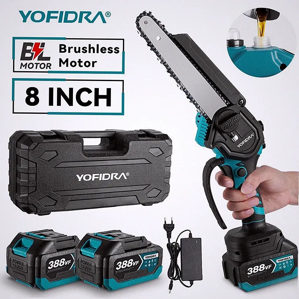 8 Zoll Mini Akku Kettensäge Bürstenloser Handkettensäge + 2 Batterie Für Makita