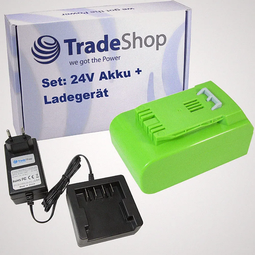Akku 24V 4000mAh + Ladegerät kompatibel mit Greenworks Kettensäge Hochentaster