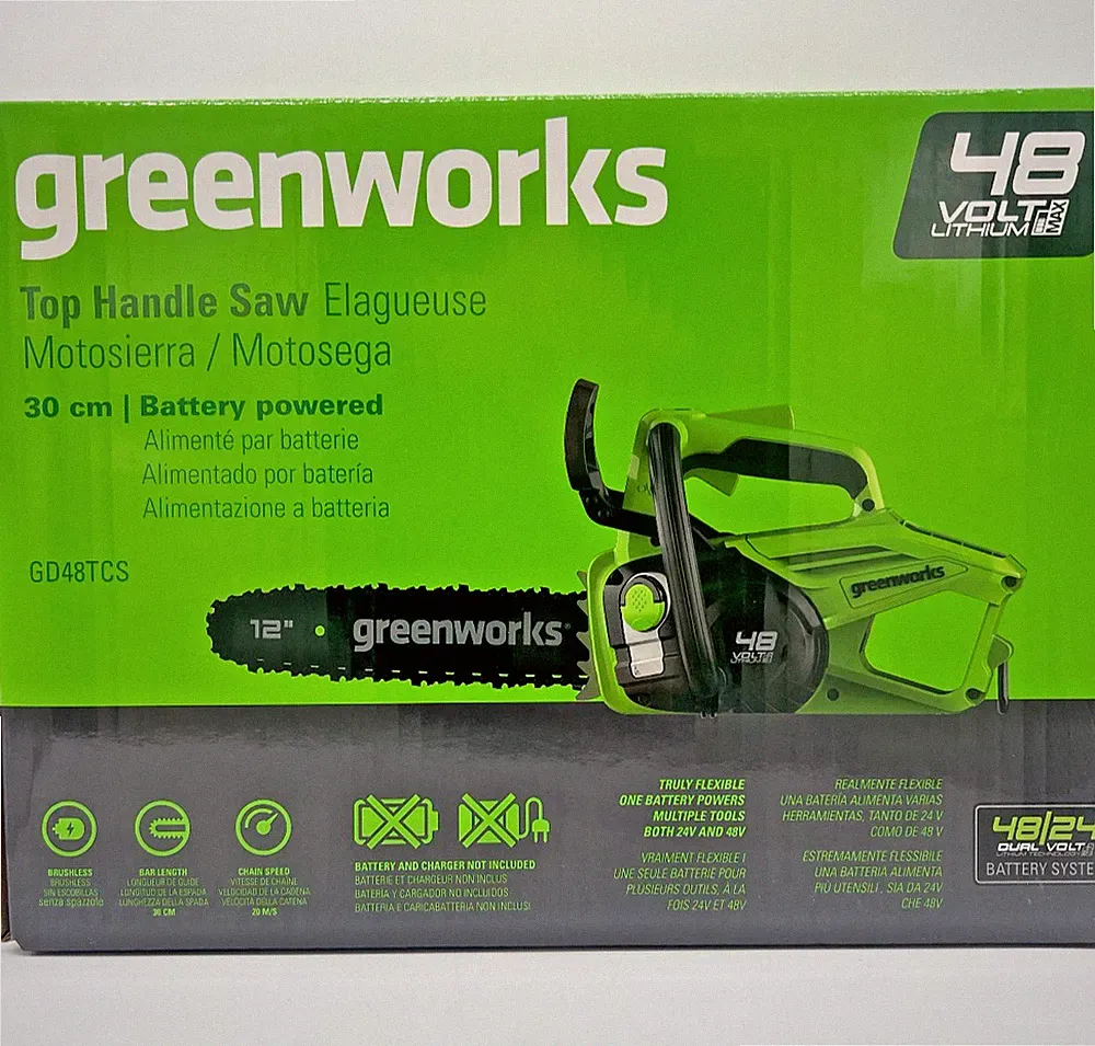 Akku Ast-Kettensäge 48V 30cm Greenworks GD48TCS ohne Akku und Ladegerät