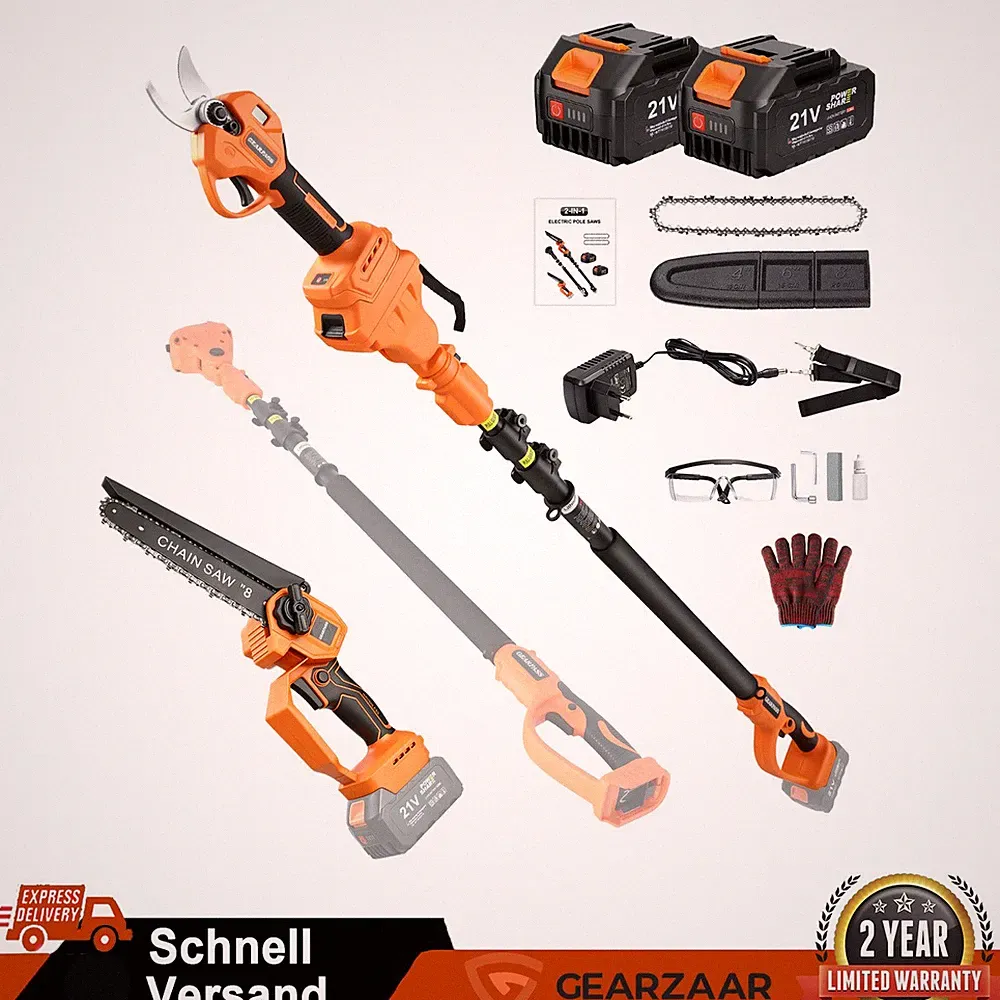 mini akku-kettensäge für garten und schere