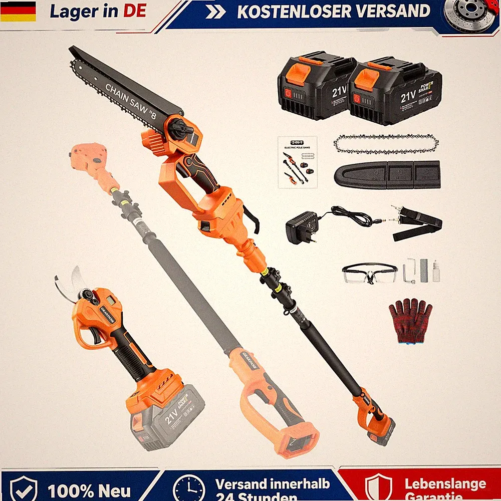 Akku Astschere Hochentaster für Landschaftspflege 4 IN 1 Kettensäge 1200W 21V