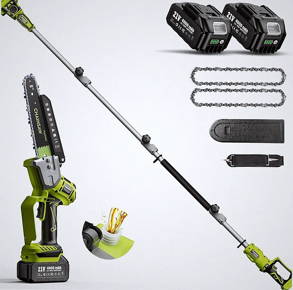 Akku Baumschere 2-in-1 Kettensäge mit automatischer Kettenschmierung für Garten