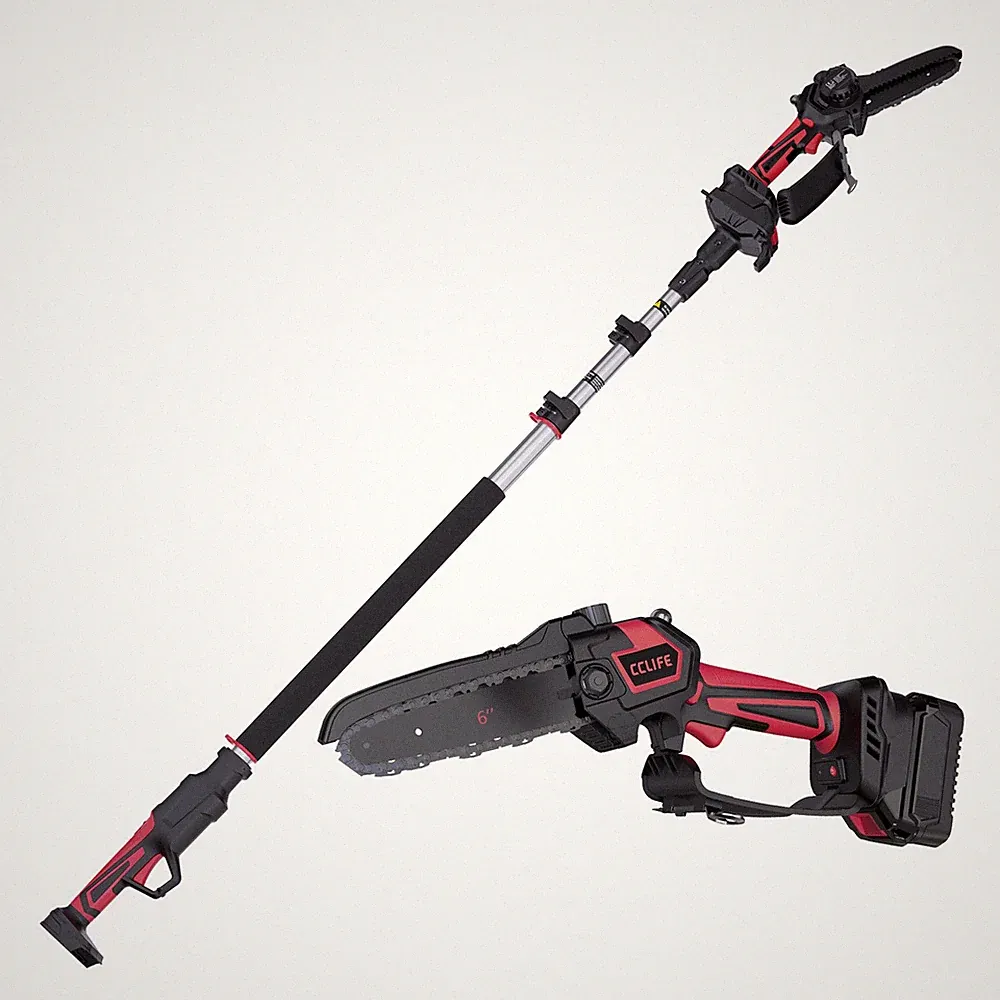 Akku Hochentaster Mini Kettensäge 2-in-1 Set mit 2M Teleskopstange Kompatibel