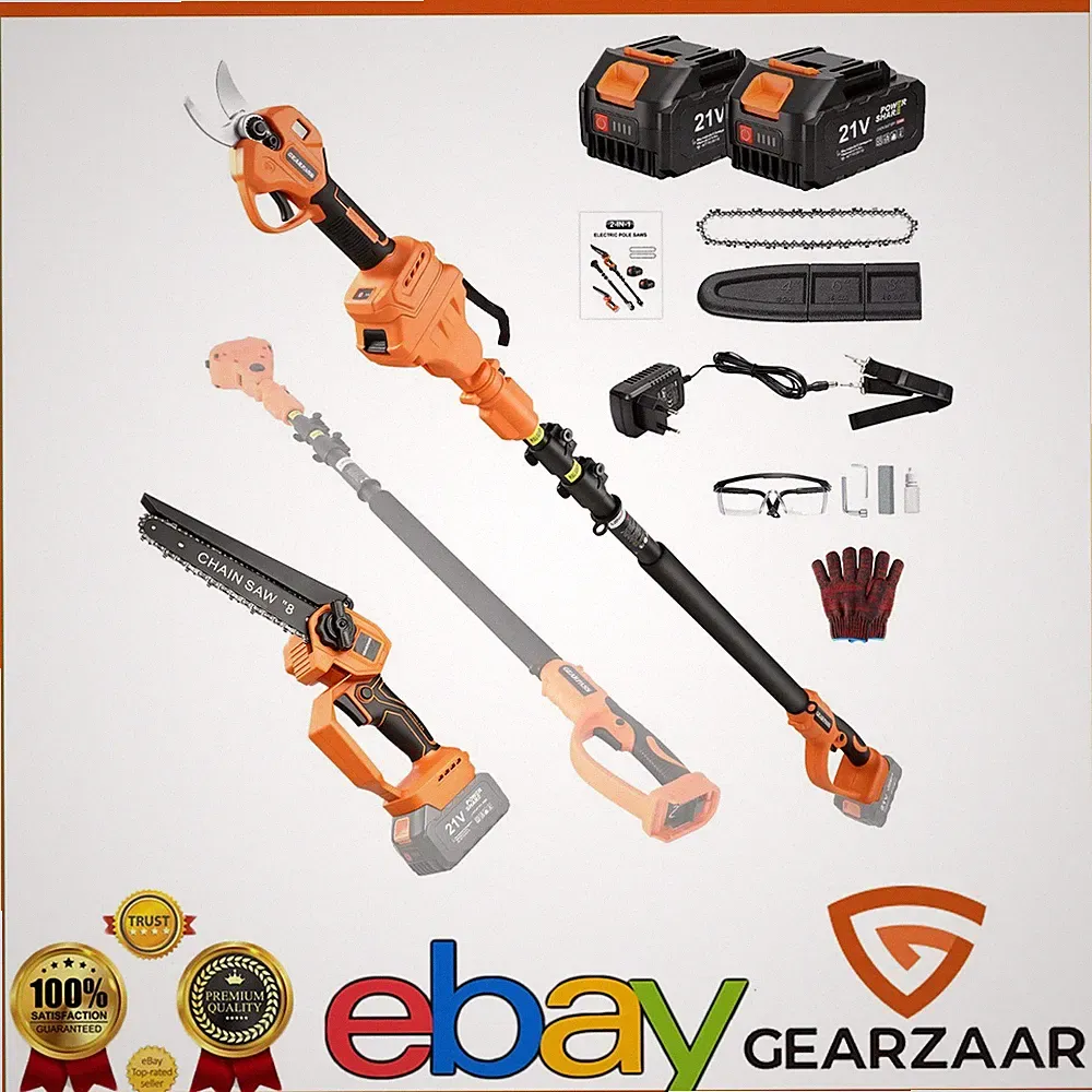 Akku Hochentaster Set 4-teilig 8" Säge Schere Kabellos für Gartenarbeit Gearzaar