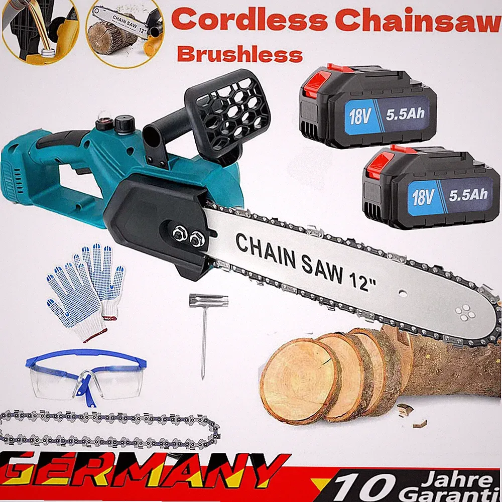 Akku Kettensäge 12 Zoll Elektro Kettensägen Für Makita 18v Baumsäge Mit 2 Akkus