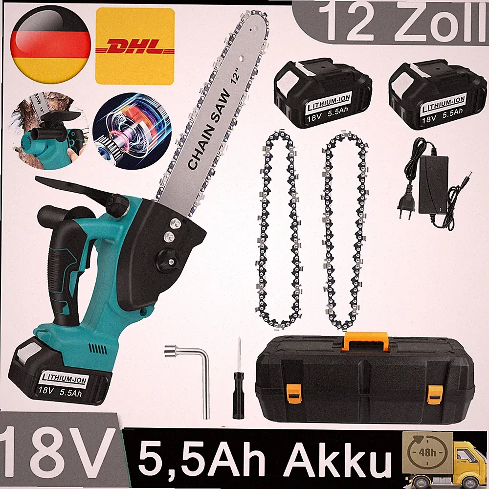 Akku Kettensäge 12 Zoll Elektro Kettensägen Mit Für Makita 18v Akku Baumsäge DHL