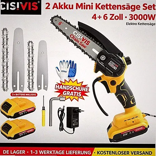 Akku Kettensäge 4+6 Zoll Mini Elektro Kettensägen Handkettensäge Mit 2 Akku DHL