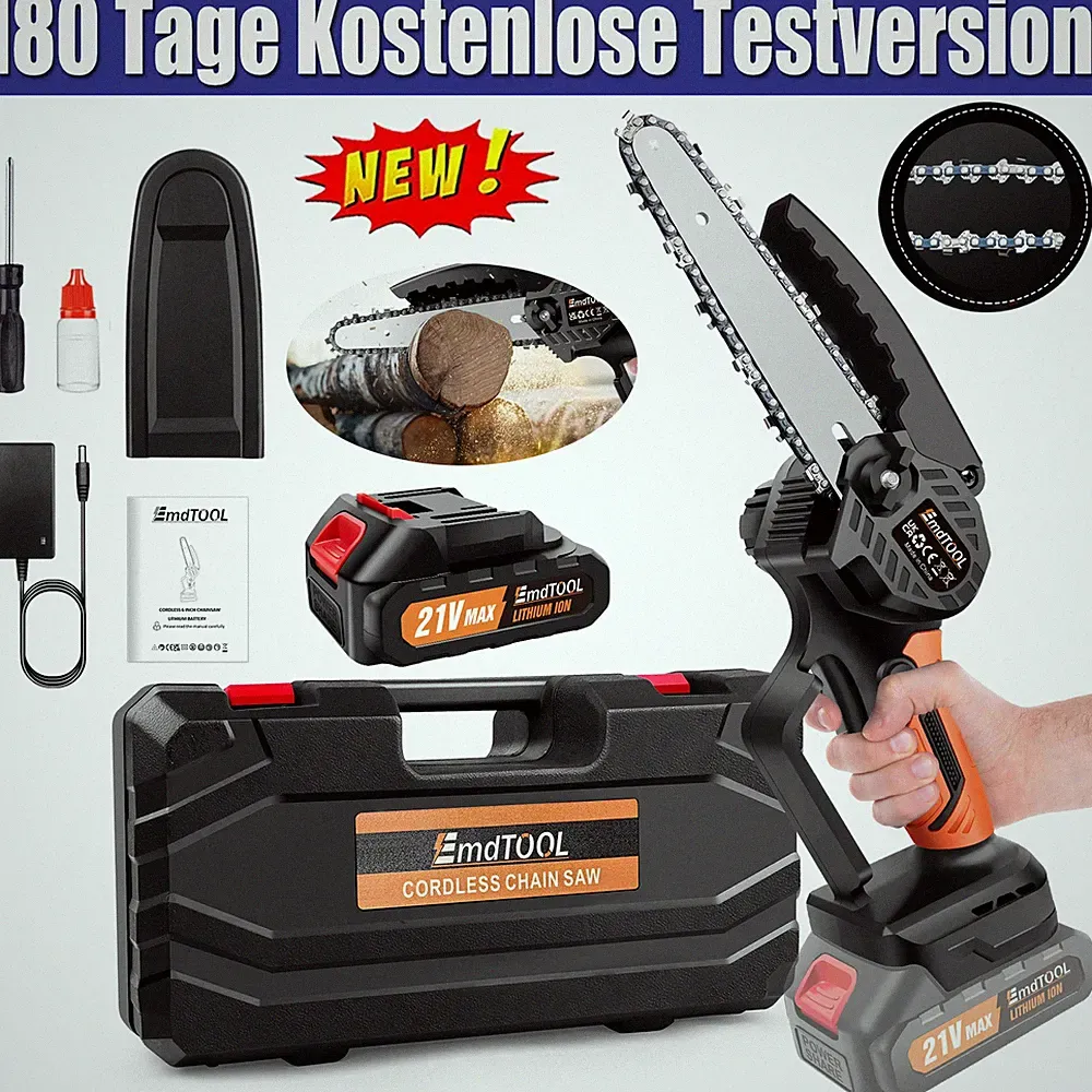 Akku-Kettensäge 4000W Schnittgeschwindigkeit, mit Akku & Ladegerät & zubehör