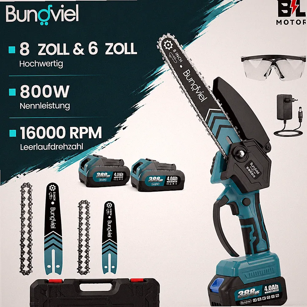 Akku Kettensäge 6+8Zoll Mini Elektro Kettensägen Handkettensäge Mit 2 Akku DHL