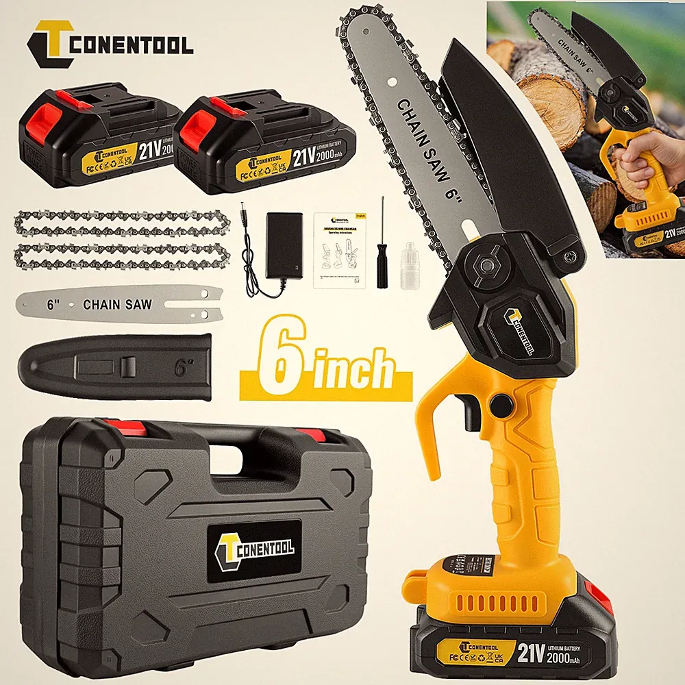 Akku Kettensäge 6 Zoll Elektro Kettensägen Handkettensäge Mit 1/2 Akku DHL⭐