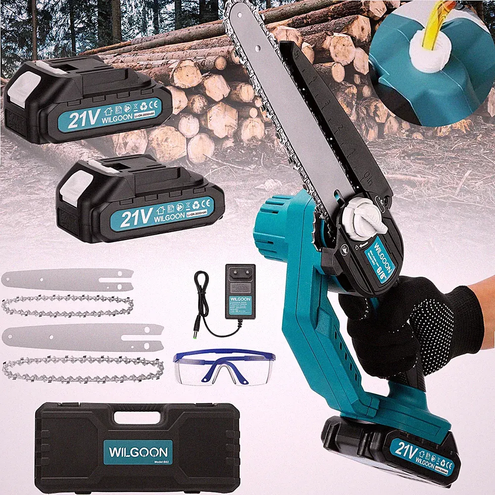 Akku Kettensäge 6 Zoll Mini Elektro Kettensägen Handkettensäge Mit 2 Akku