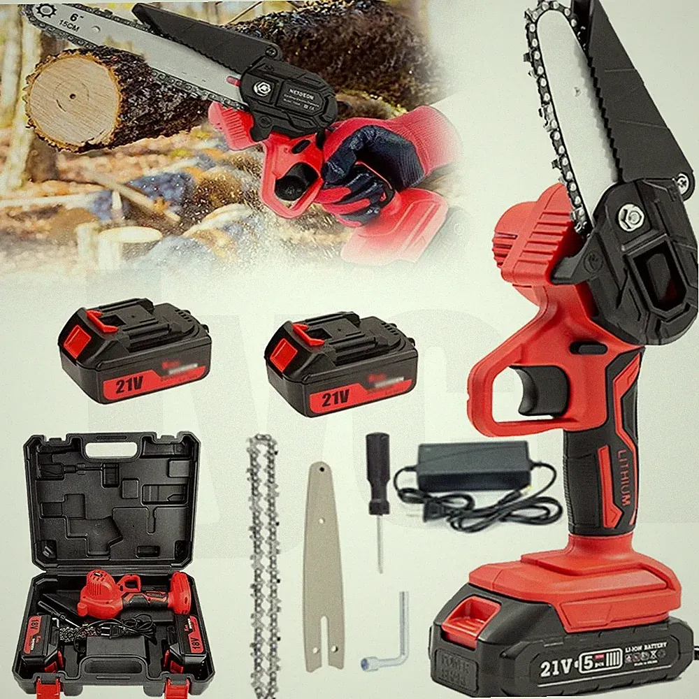 Akku Kettensäge 6 Zoll Mini Elektro Kettensägen Handkettensäge Mit 2 Akku DE