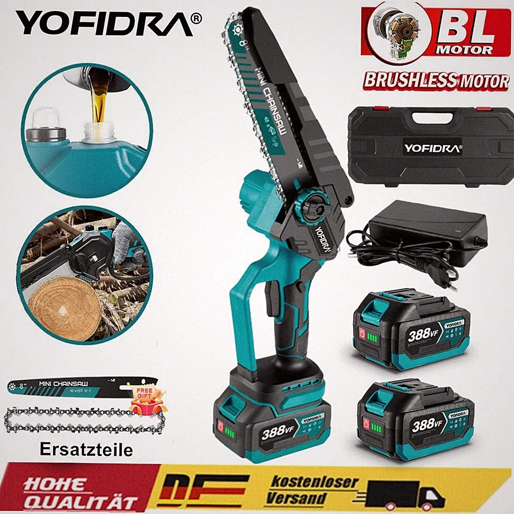 Akku Kettensäge 8 Zoll Mini Elektro Handkettensäge 2Akku & Koffer Für 18V Makita