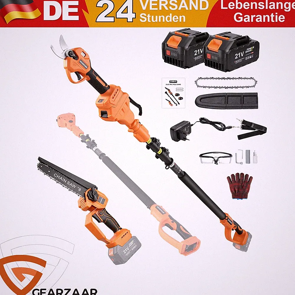 Akku Kettensäge Hochentaster für Baumschnitt 4-in-1 für dicke Äste 1200W 21V