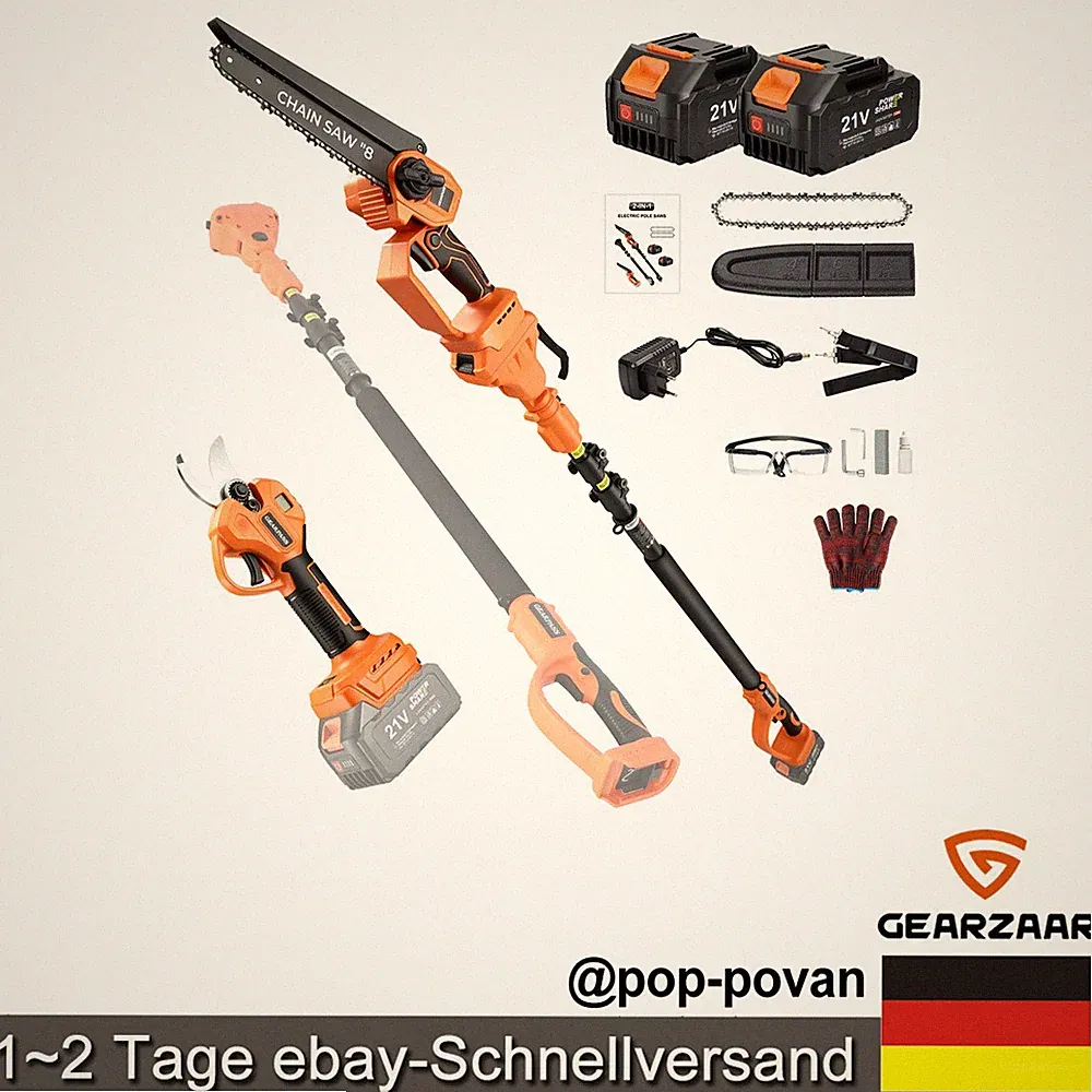 Akku Kettensäge Hochentaster für Hecken & Äste Astkettensäge Gartenschere 8''