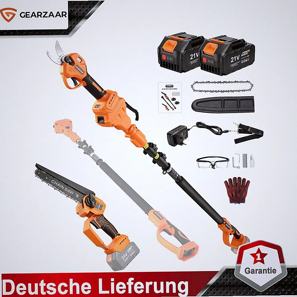 Akku Kettensäge Hochentaster für hohe Bäume Bürstenlos Kettensäge 4,6m 21V 1200W