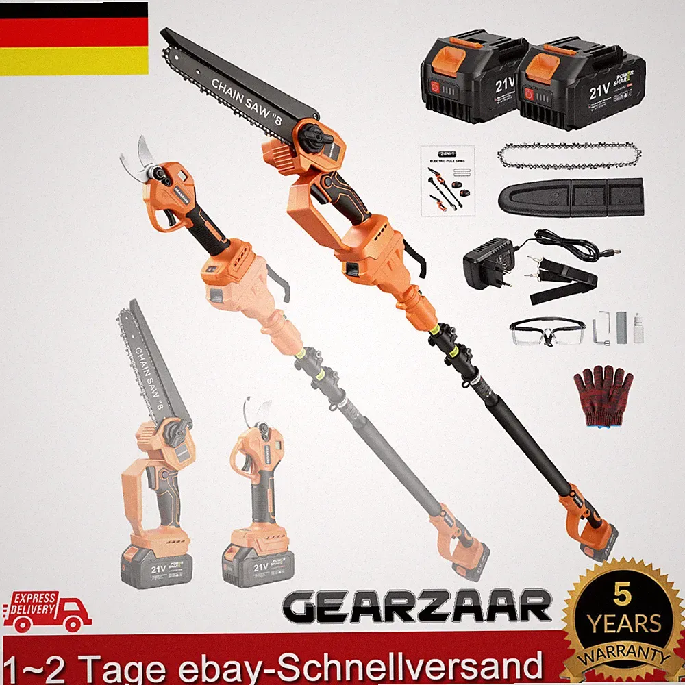 Akku Kettensäge Hochentaster für Obstbaum 21V Astkettensäge ohne Leiter 8''
