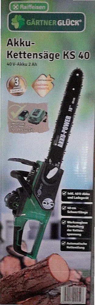 Akku Kettensäge KS 40 Akku 40V 2ah inkl. akku und ladegerät 40cm schwert