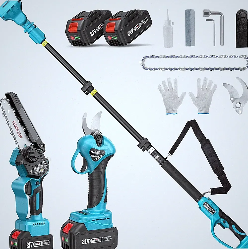 Akku Kettensäge Teleskopsäge Hochentaster Astsäge KettensägeGartensäge + 2 Akkus