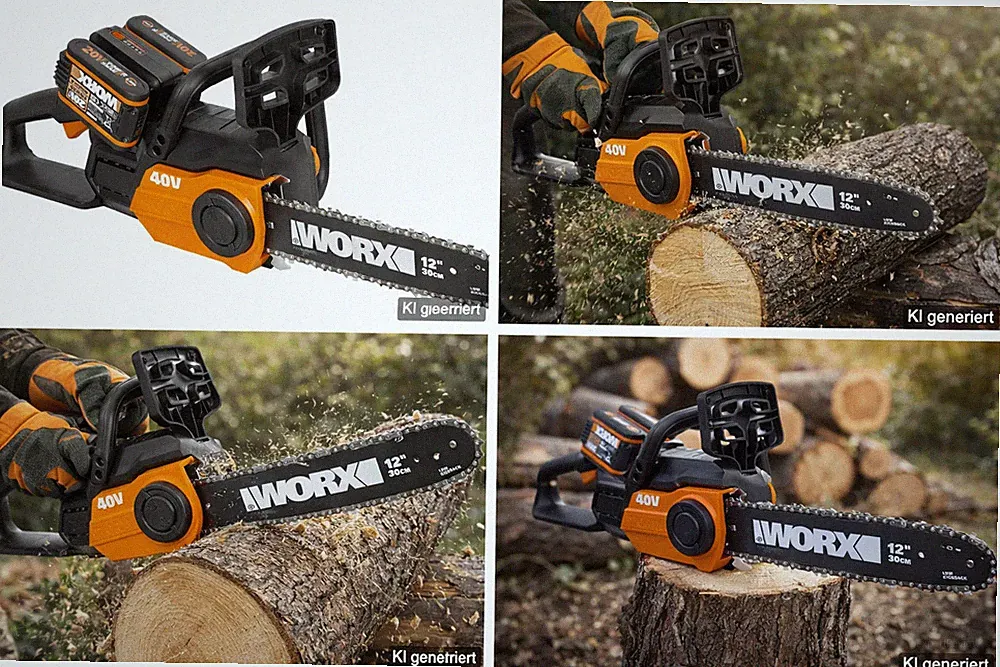 Akku Kettensäge WORX WG381E.9 36 V (40 V max) Dual-Batterie-Kettensäge 30cm Säge