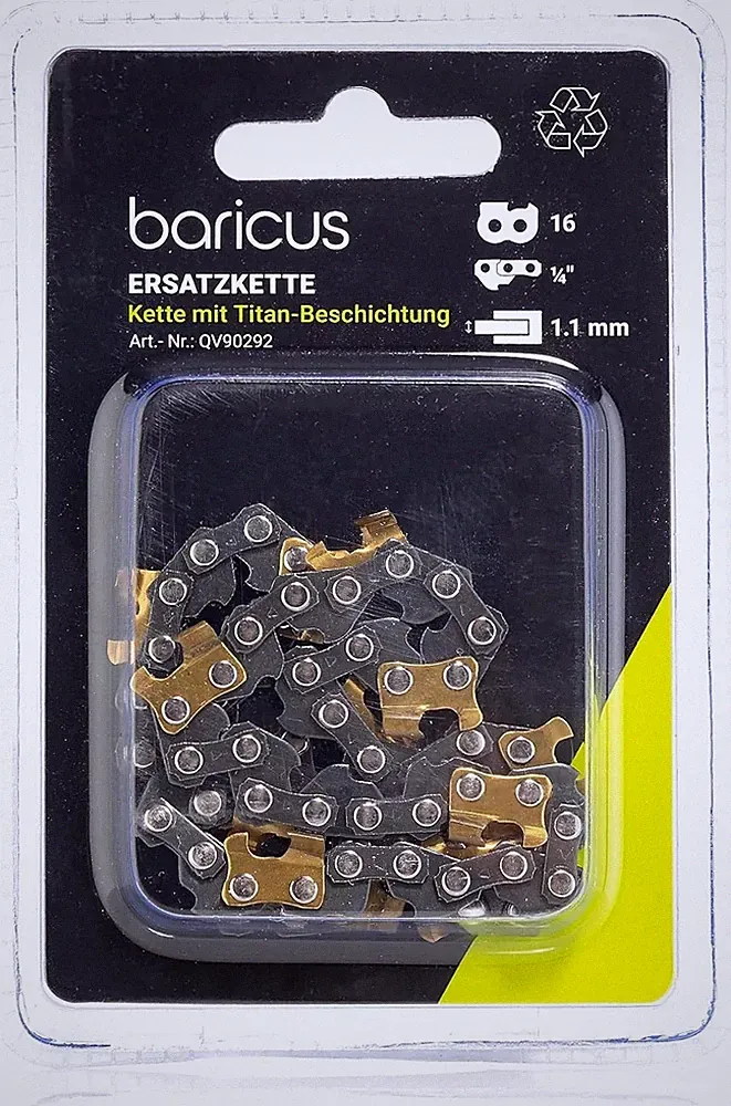 Baricus Ersatzkette für Kettensäge - Einhandkettensäge 18V - Titan-Beschichtung