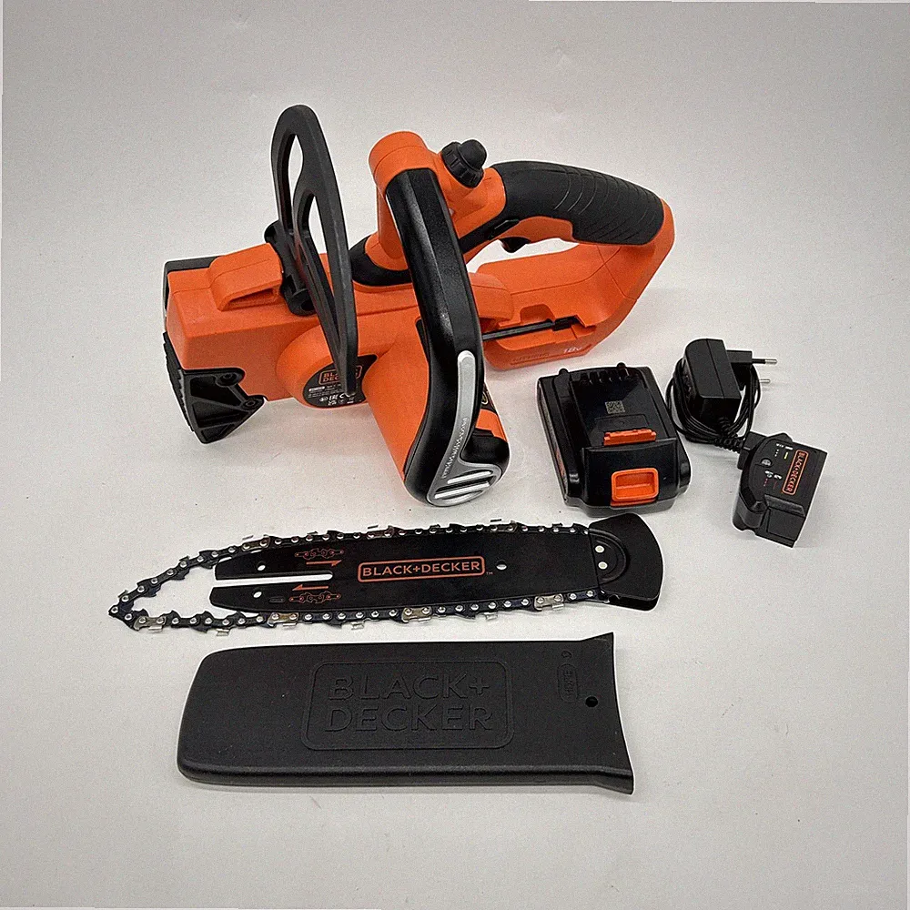 BLACK+DECKER 18-V-Akku-Kettensäge, 1-Ah-Lithiumbatterie, 20-cm-Sägeblatt, Ketten