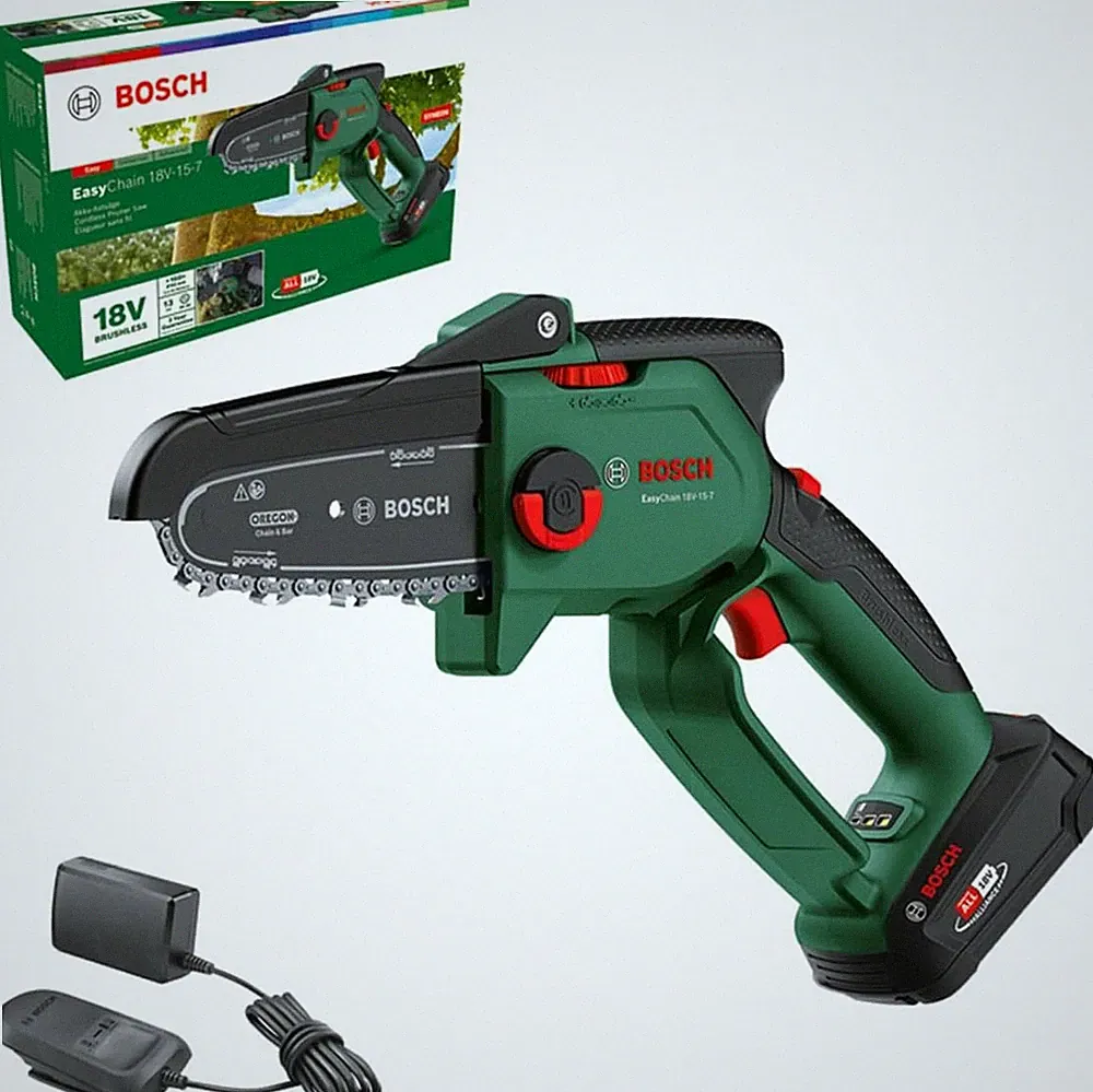 Bosch Akku - Mini Kettensäge EasyChain 18V-15-7 (Zum Schneiden von Holz; 18 V)