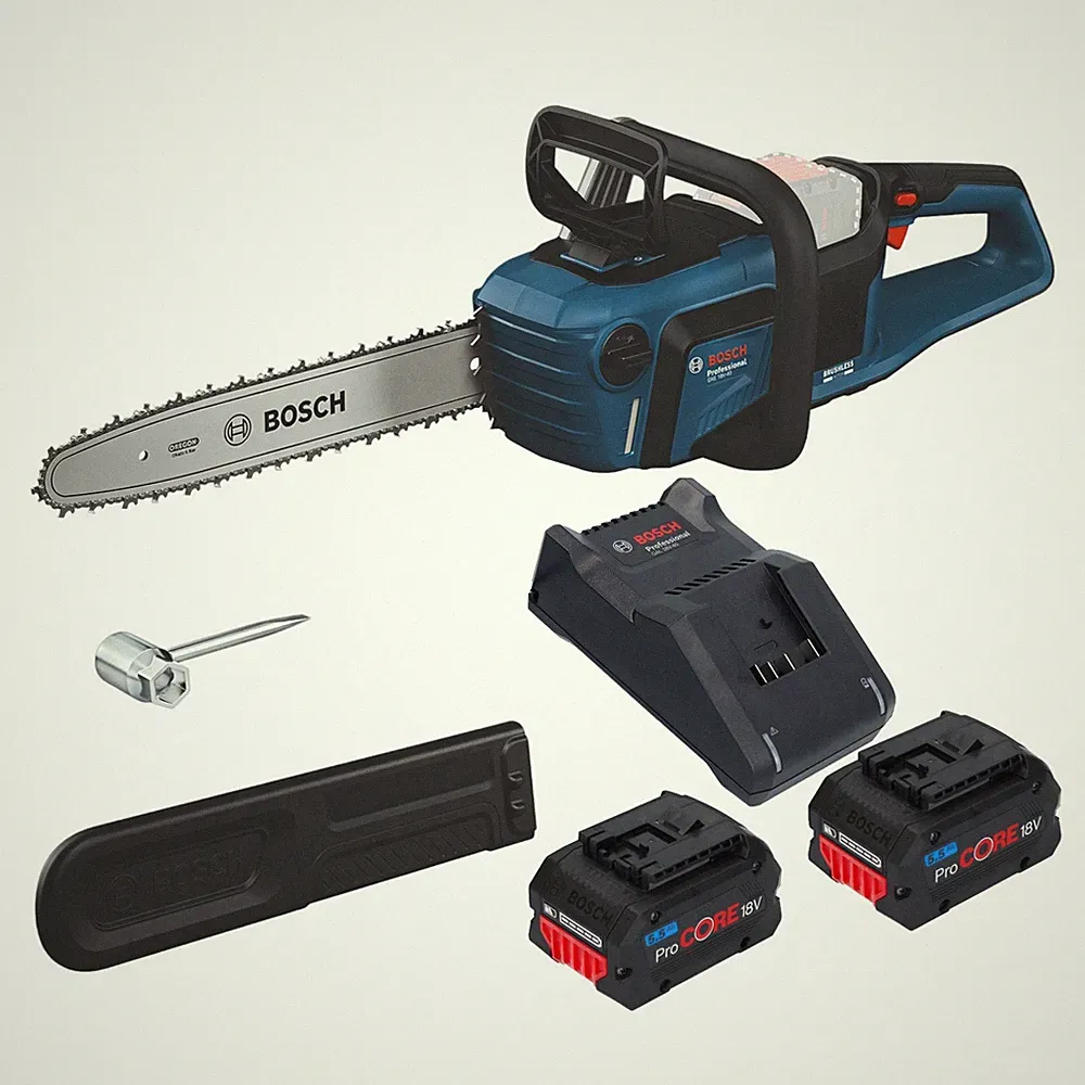 Bosch GKE 18V-40 Professional Kettensäge 40 cm + 2x ProCORE Akku 5,5 Ah + Lader