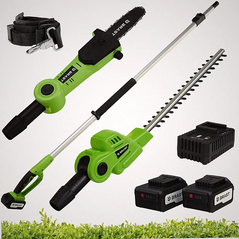 BRAST Teleskop-Heckenschere und Hochentaster | 2in1 Funktion | 2x 20V 4Ah Akkus