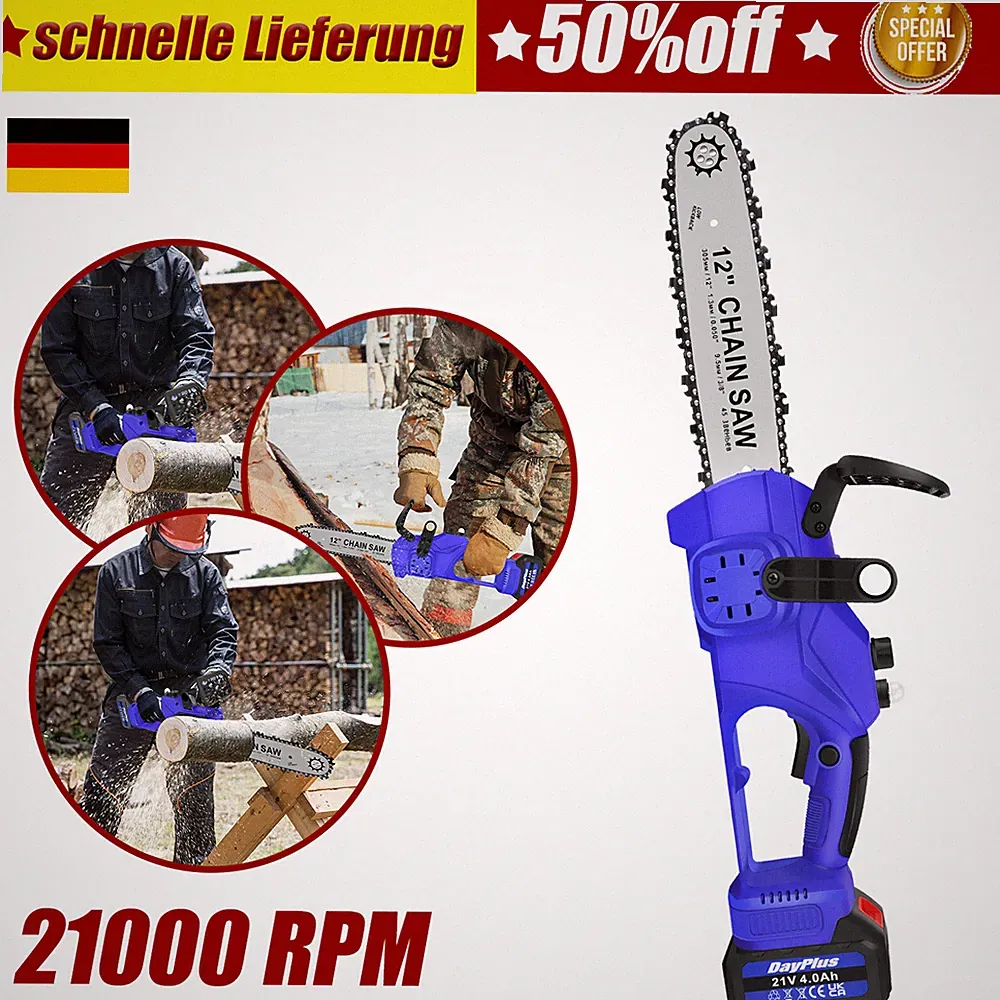 Dayplus Akku Kettensäge 12 Zoll Mini Elektro Kettensägen Handkettensäge Mit Akku