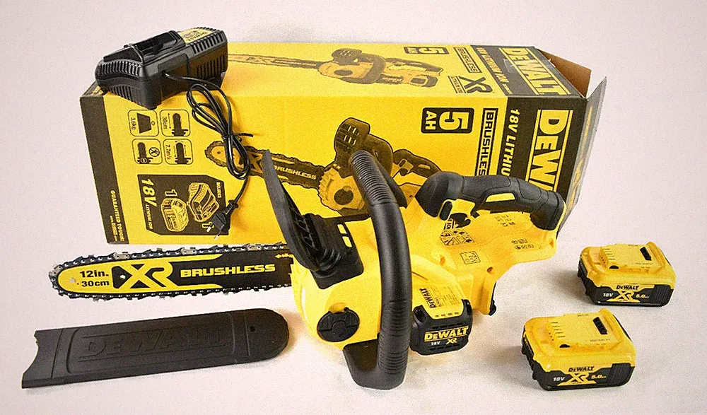 DeWalt 18V DCM565P2 Akku Kettensäge Säge 30cm (bürstenlos) + 2x5Ah Akku + Lader
