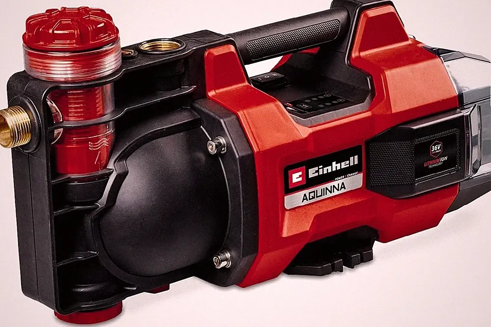 EINHELL Akku-Gartenpumpe AQUINNA 36/38 F LED 36Volt 2x18V Pumpe rot max 3800 L/h