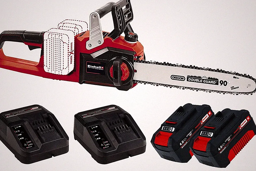 Einhell GE-LC 36/35 Li-Solo Akku-Kettensäge + 2 x 4,0 Ah Akku + 2 Ladegeräte