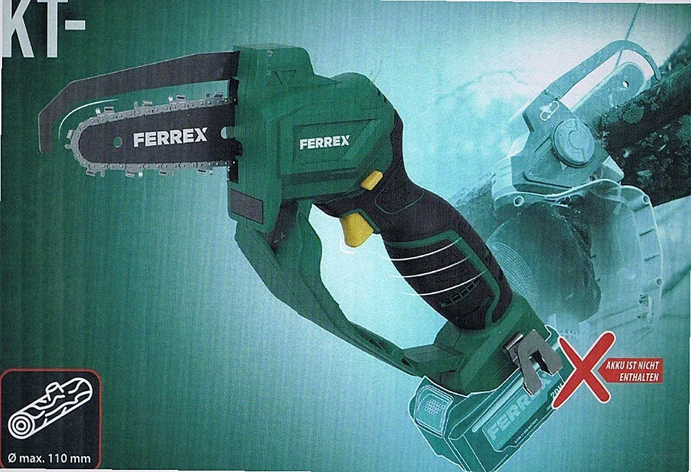 Ferrex 20 V Akku Kompakt Kettensäge Multisäge ohne Akku + Ladegerät, Mini Säge
