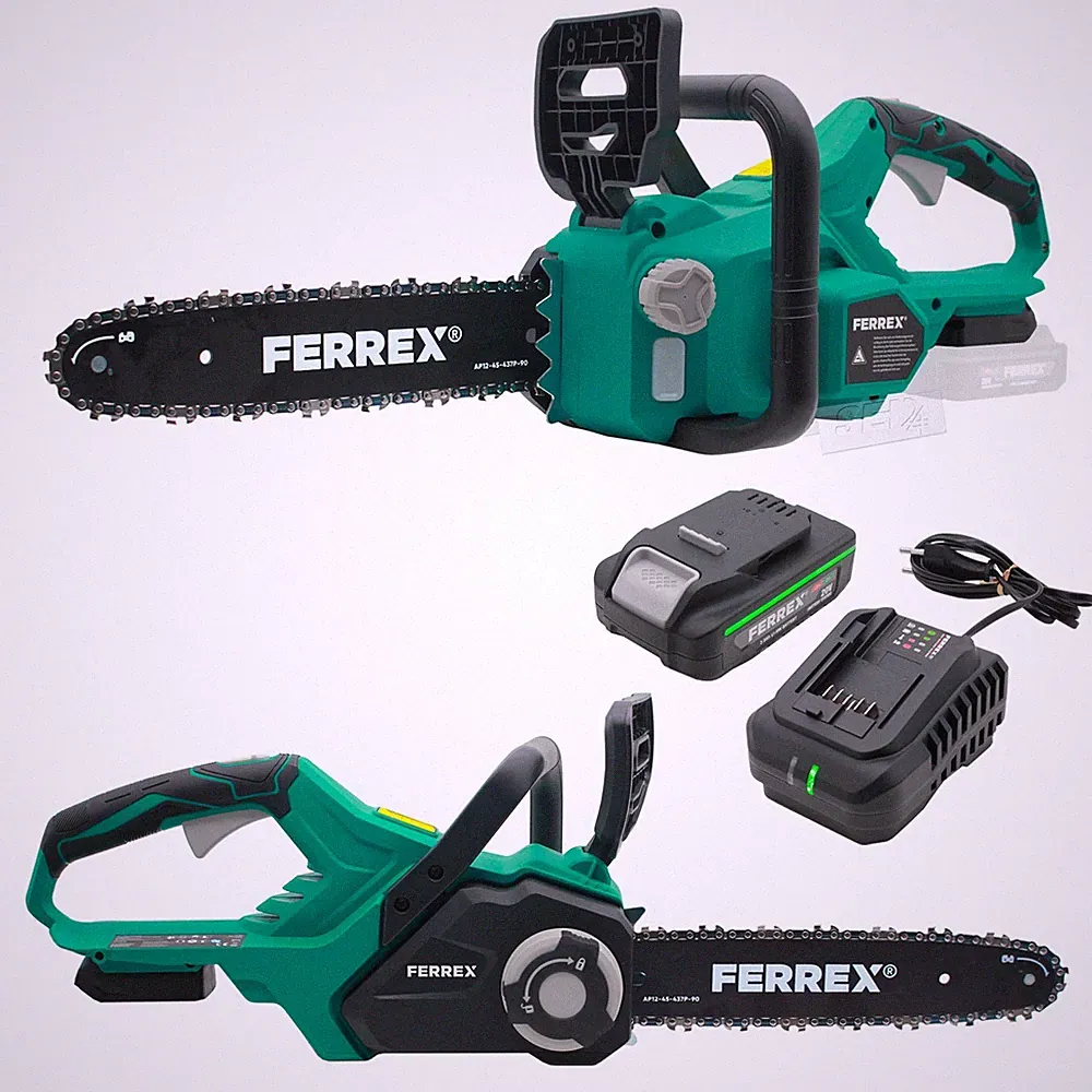 Ferrex Akku Kettensäge mit Akku und Ladegerät Motorsäge Schwertlänge 35,2 cm