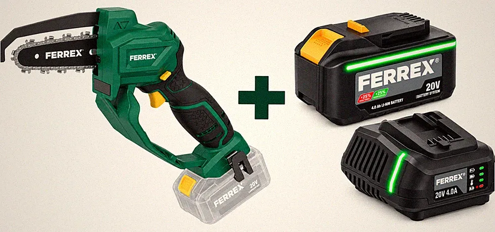 Ferrex Akku Kompakte Kettensäge 20 V Multisäge + Akku + Ladegerät