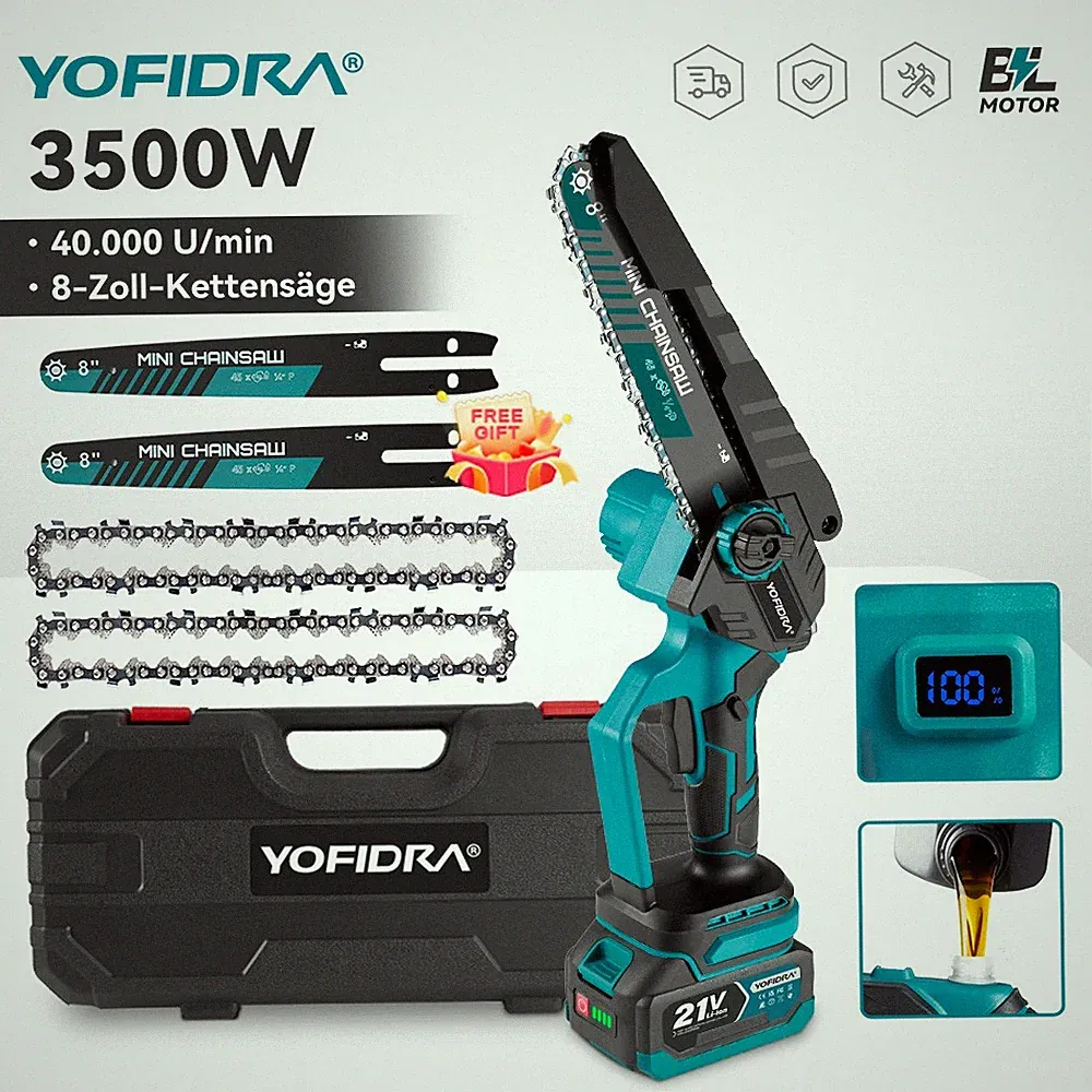 Für 18V Makita Akku 8 ZOLL Kettensäge Motorsäge Einhandsäge Baumsäge Öl Spray