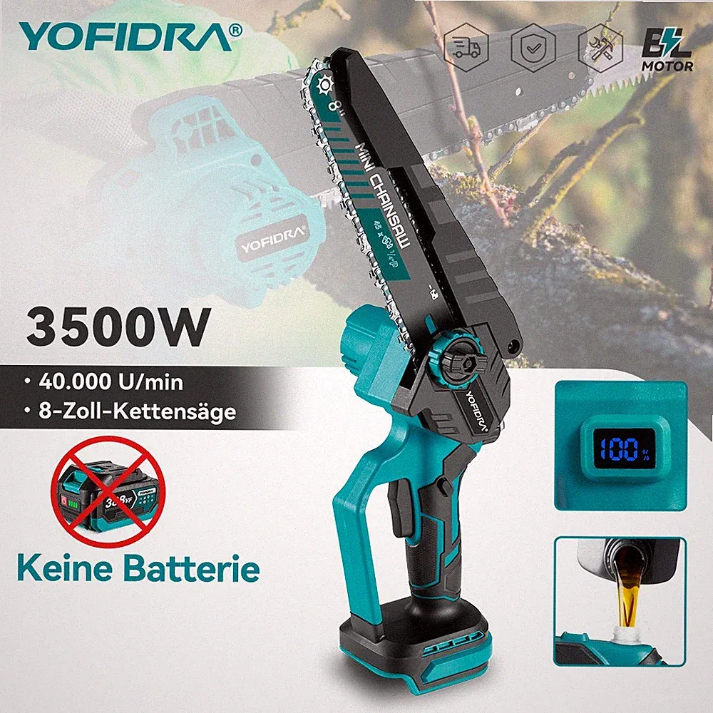 Für 18V Makita Akku 8 ZOLL Kettensäge Motorsäge Einhandsäge Baumsäge Öl Spray