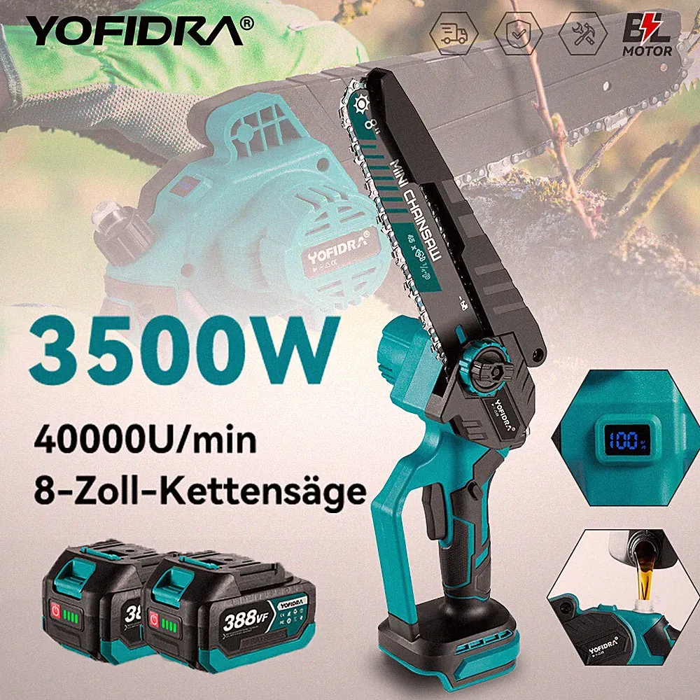 Für 18V Makita Akku 8 Zoll Kettensäge Motorsäge Einhandsäge Öl Baumsäge + 2 Akku