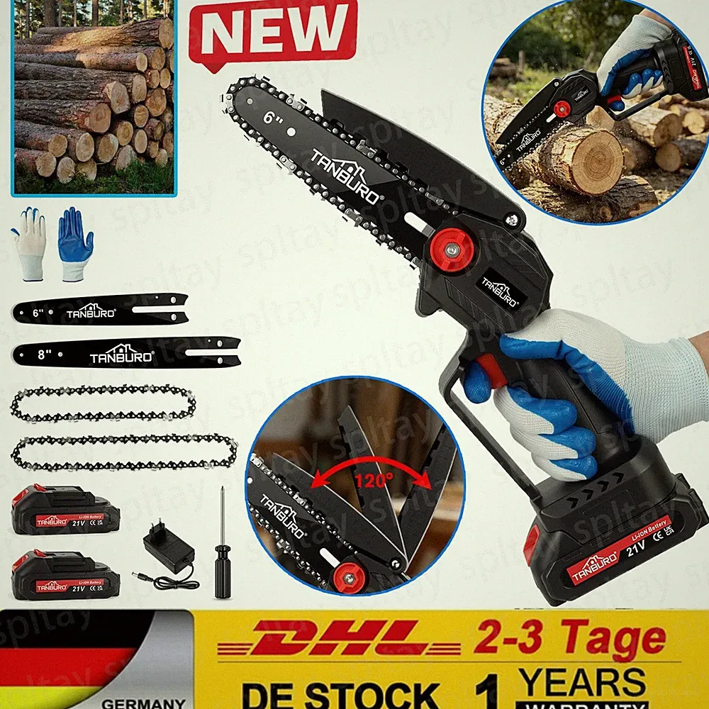 Für 21V Makita 6+8 Zoll Akku Kettensäge Mini Elektro Motorsäge Handkettensäge