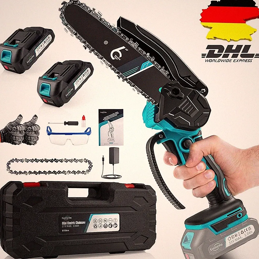 Für 21V Makita Akku Kettensäge 6Zoll Elektro Motorsäge Handkettensäge 2Akku~~
