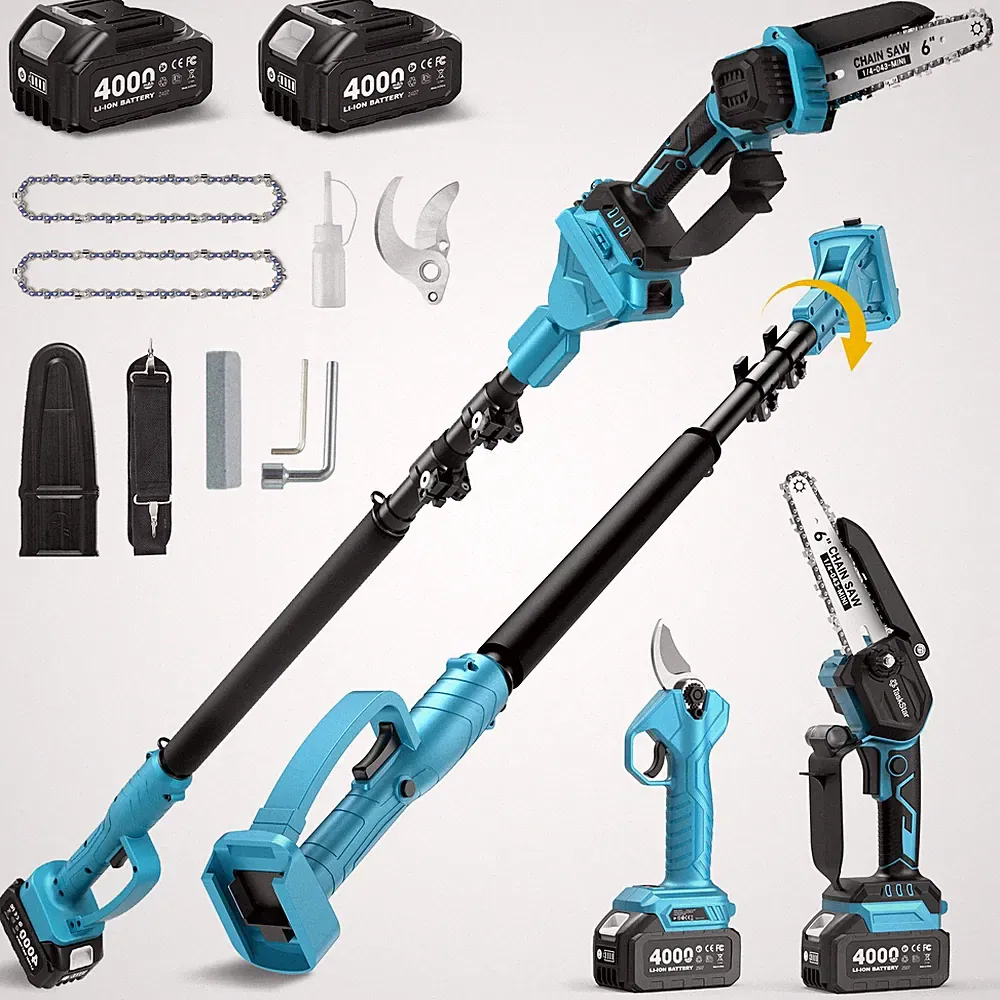 Für Makita 18V 4IN1 Akku Kettensäge Teleskop Hochentaster Gartenschere Mit Akkus