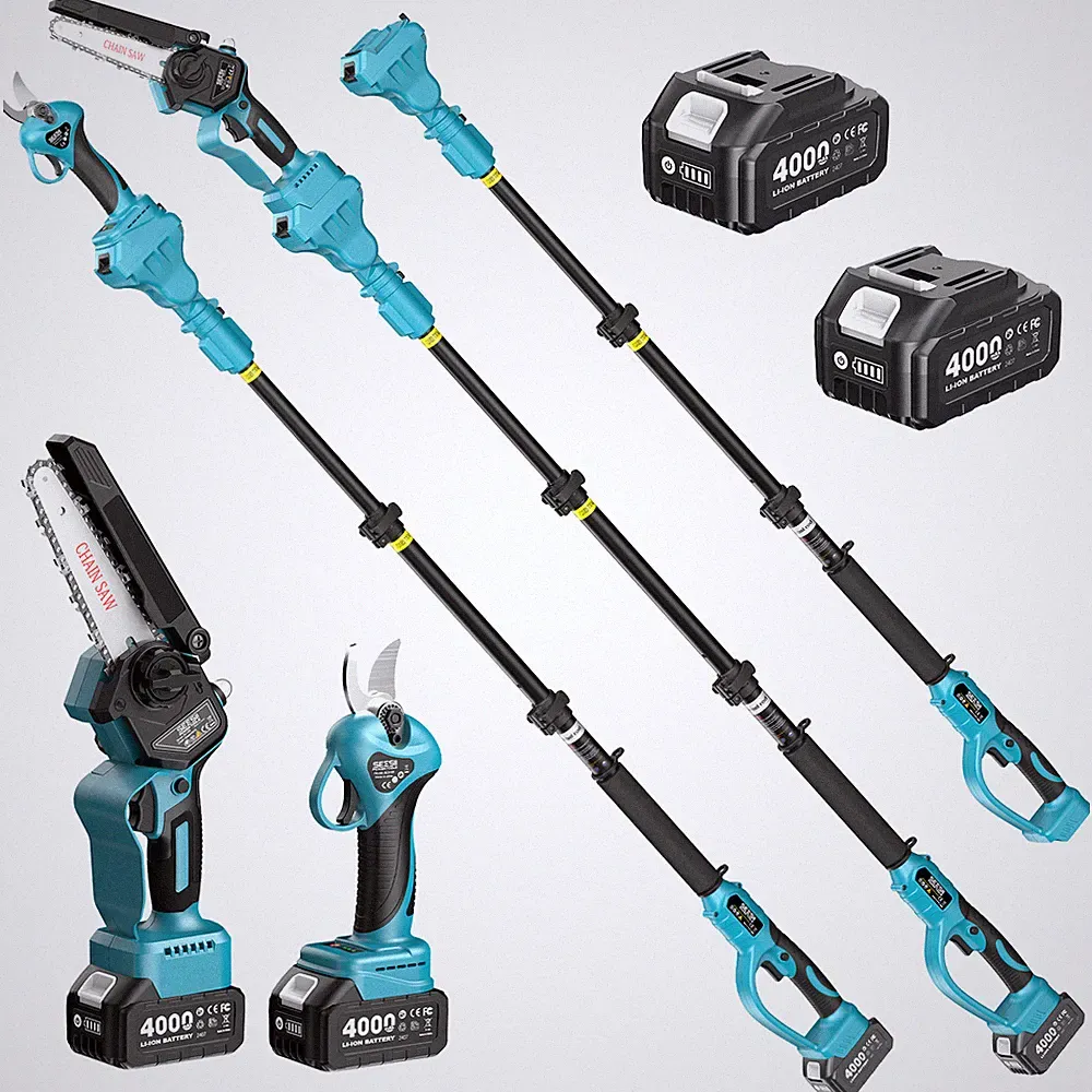 Für Makita 21V 4IN1 Akku Kettensäge Teleskop Hochentaster Gartenschere Mit Akkus