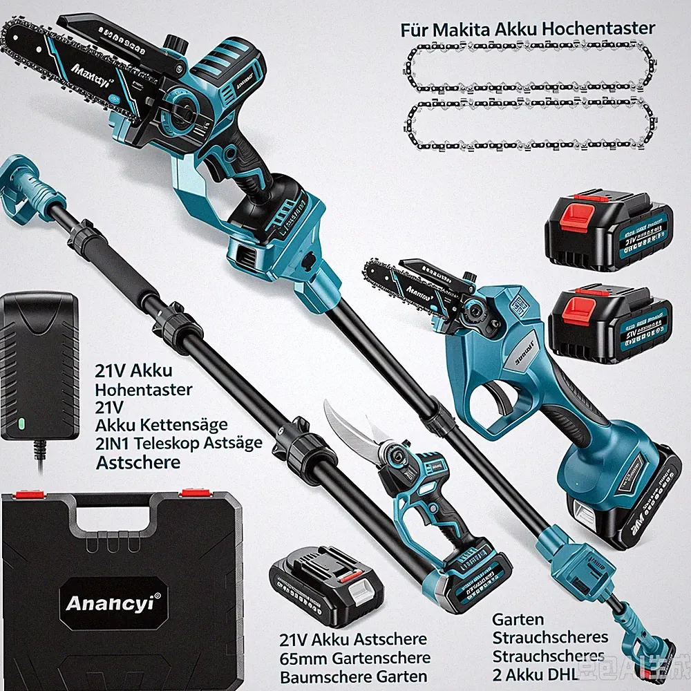 Für Makita 4IN1 Teleskop Astsäge 21V Akku Astschere Akku Kettensäge Hochentaster