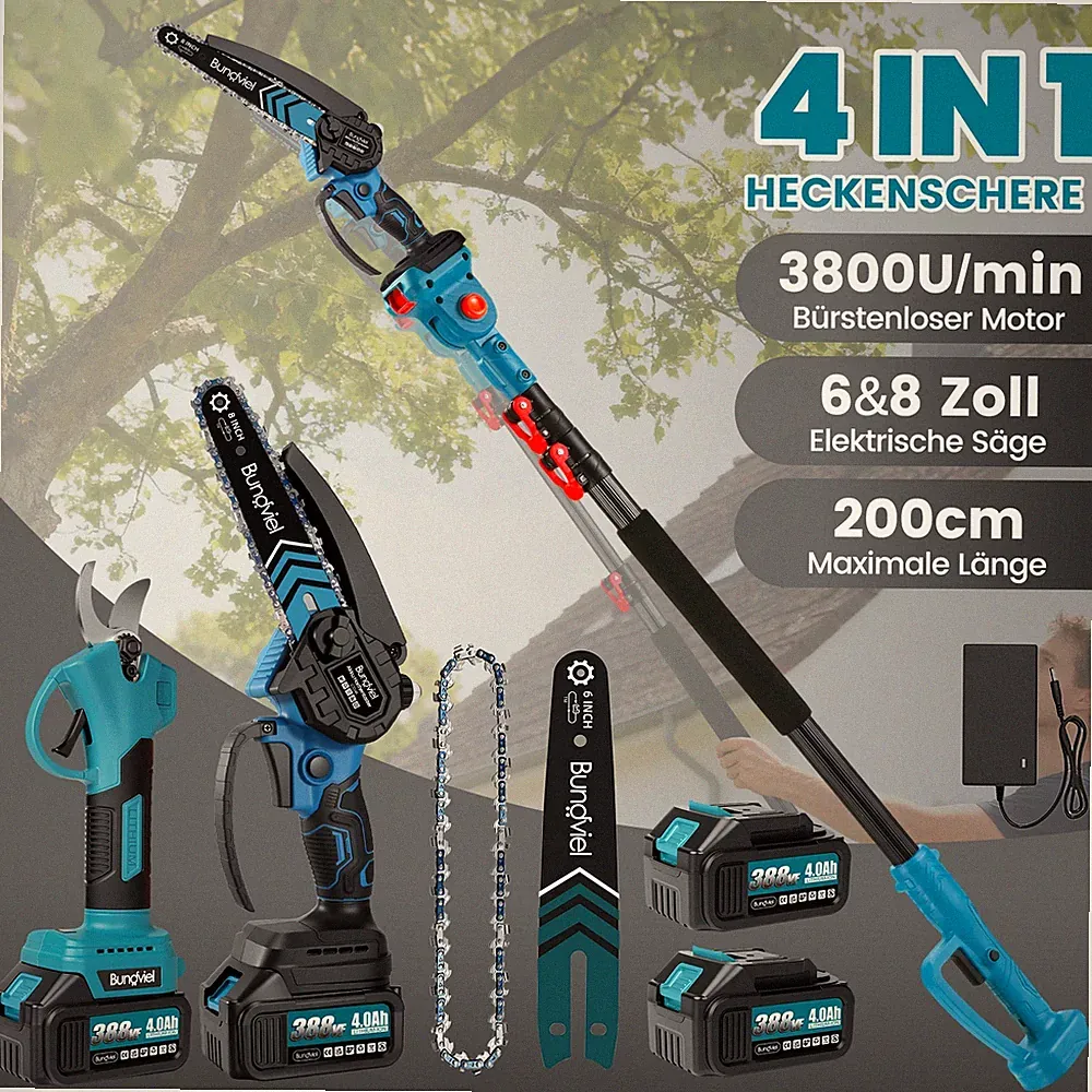 Für Makita Akku 6+8 Kettensäge Hochentaster 4IN1 Teleskop Astsäge Akku Astschere