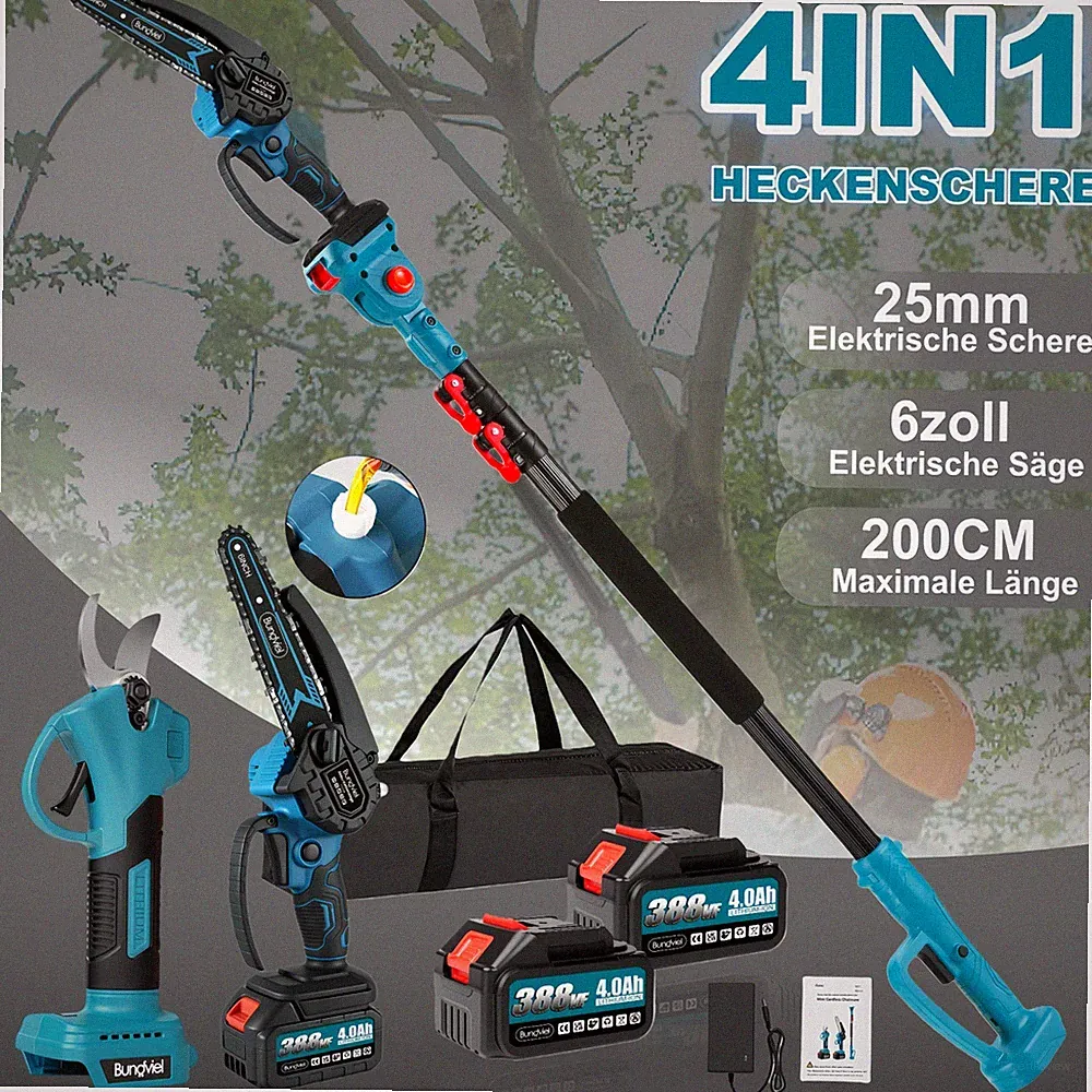 Für Makita Akku 6" Kettensäge Hochentaster 4IN1 Teleskop Astsäge Akku Astschere
