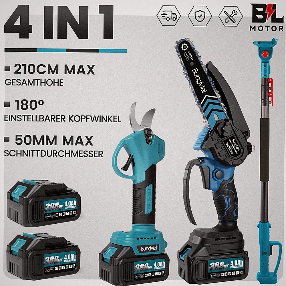 Für Makita Akku Hochentaster 21V Akku Kettensäge 4IN1 Teleskop Astsäge Astschere