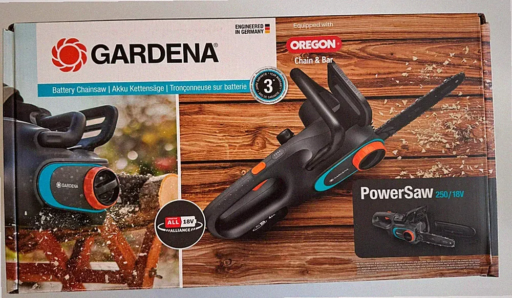GARDENA Akku-Kettensäge (14790-55) PowerSaw 250/18V Solo ohne Akku und Ladegerät