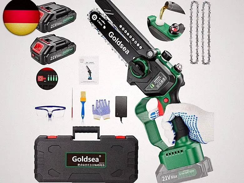 Goldsea Mini Kettensäge mit Akku, 6 Zoll Akku Kettensäge mit Akku und L